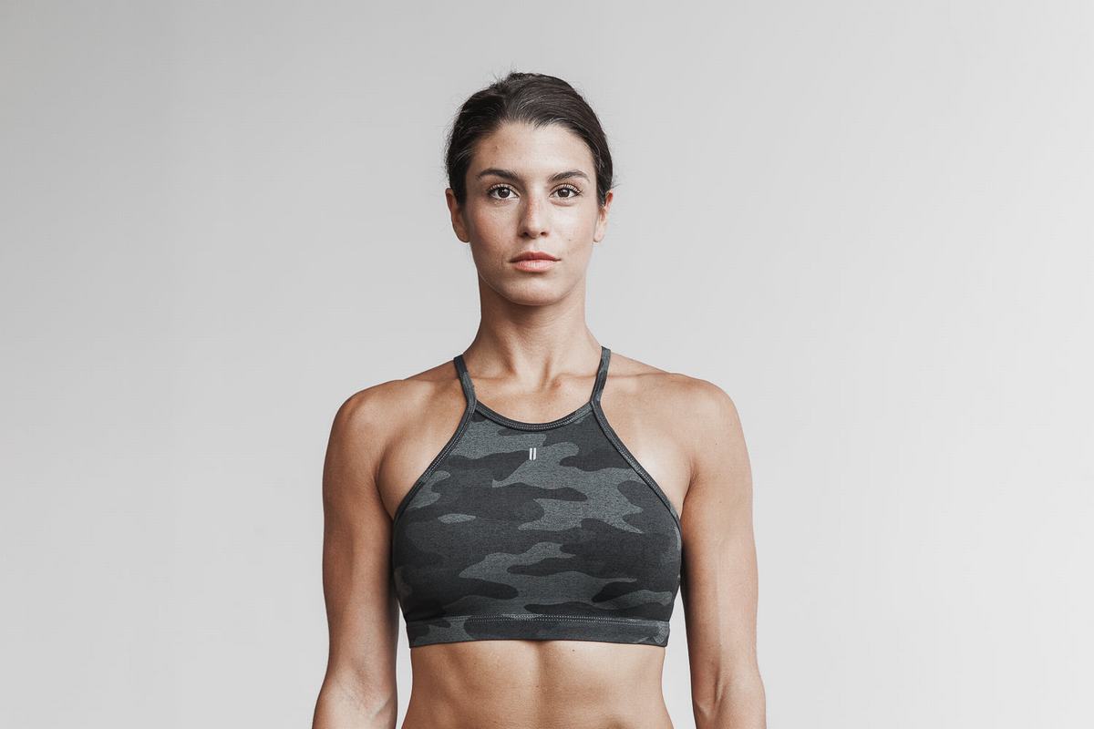 Nobull Halter Plush Heather Women\'s Sports Bras Grey Camo | Australia (DS6721)